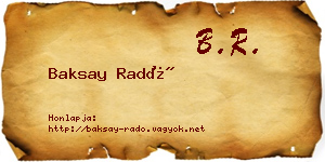 Baksay Radó névjegykártya